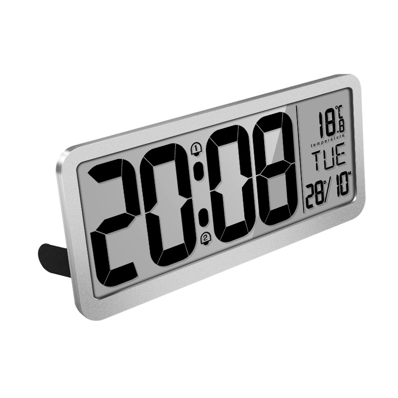 14 Inch Extra Large Display Temperature Digital Transparent LCD Alarm Wall Clock with Dual Alarm