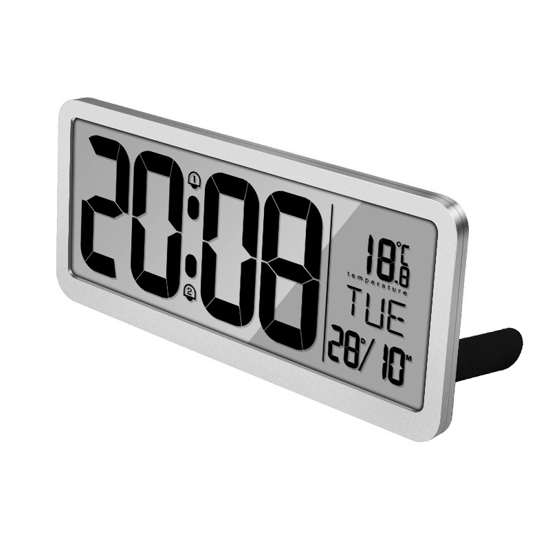 14 Inch Extra Large Display Temperature Digital Transparent LCD Alarm Wall Clock with Dual Alarm