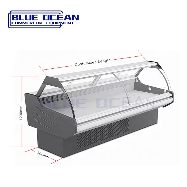 wholesale food counter refrigeration showcase sliding door fast food commercial freezer restaurant use