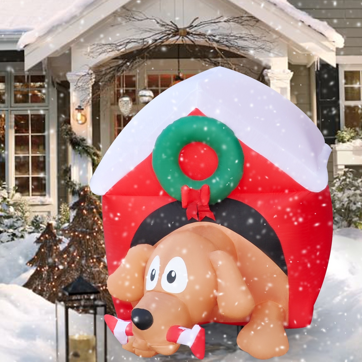 5ft Inflatable Dogs and Doghouses for Outdoor Party Ornament Christmas Decorations Xmas Supplies