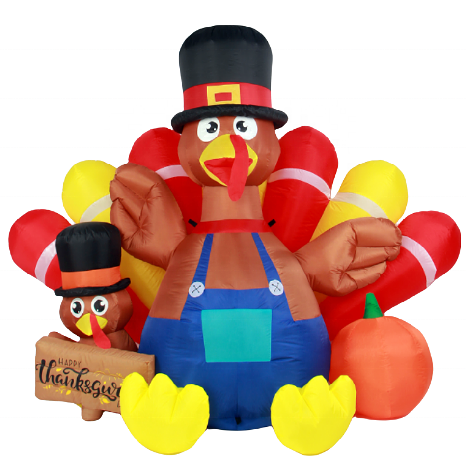 6FT 72inch Holiday Giant Inflatable Thanksgiving Day Turkey Decoration Yard Decor Quick Inflation with LED Lights