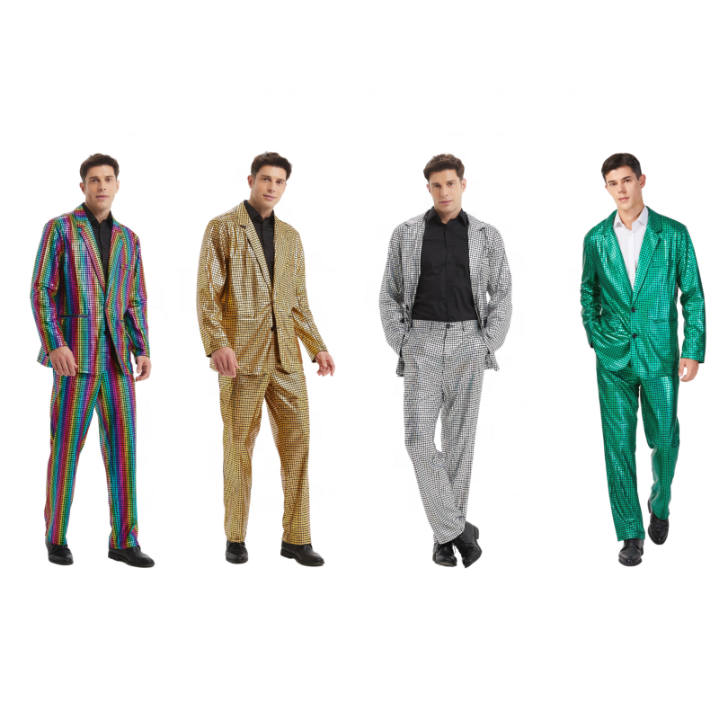 Men's Halloween Disco Laser Sequin Suit Costume for All Saints' Day TV & Movie Inspired Party Dress Men's ball suit