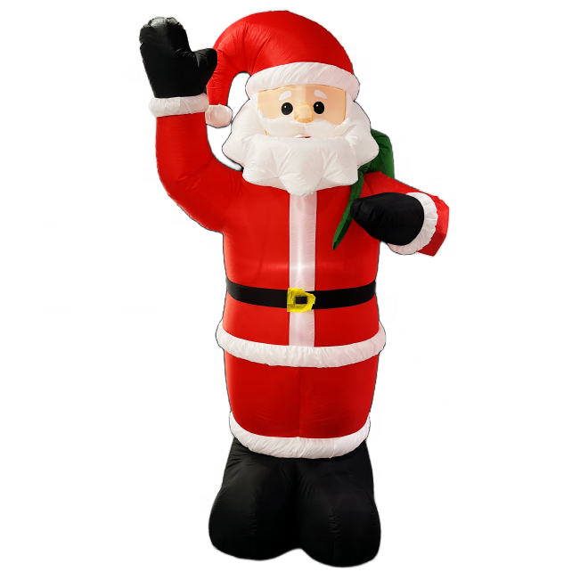 8FT 96inch Santa Claus Inflatable Decoration Christmas Santa with Gift Bag With LED Lights for Xmas Outdoor Decor