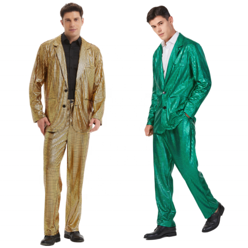 Men's Halloween Disco Laser Sequin Suit Costume for All Saints' Day TV & Movie Inspired Party Dress Men's ball suit