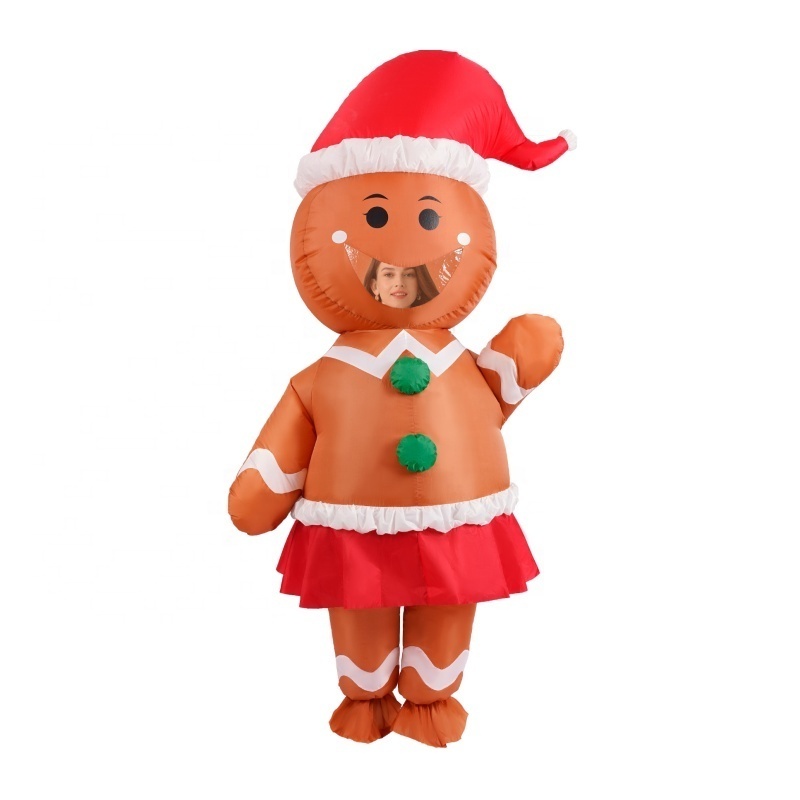 Costume Inflatable Christmas Gingerbread Woman Inflatable Suit Holiday Party Giant Xmas Inflatable Costume Adult Female