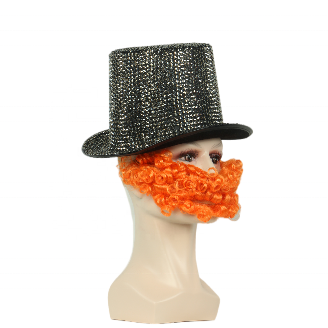 Luxury Halloween Party Cosplay Wizard Pirate Beard Orange Beards with Cream-Colored Lace Silk Base Wigs