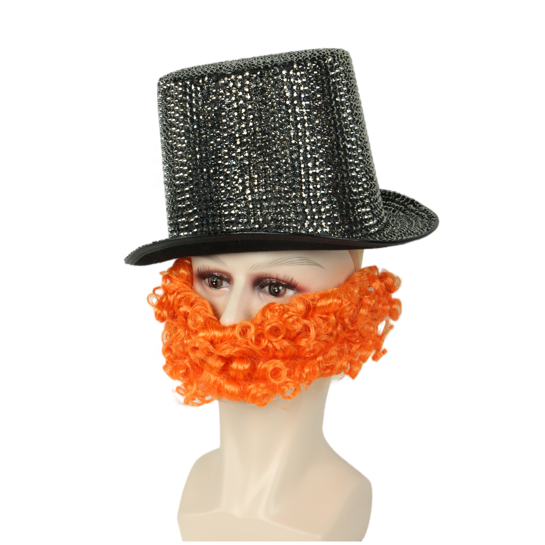 Luxury Halloween Party Cosplay Wizard Pirate Beard Orange Beards with Cream-Colored Lace Silk Base Wigs