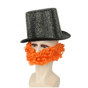 Luxury Halloween Party Cosplay Wizard Pirate Beard Orange Beards with Cream-Colored Lace Silk Base Wigs