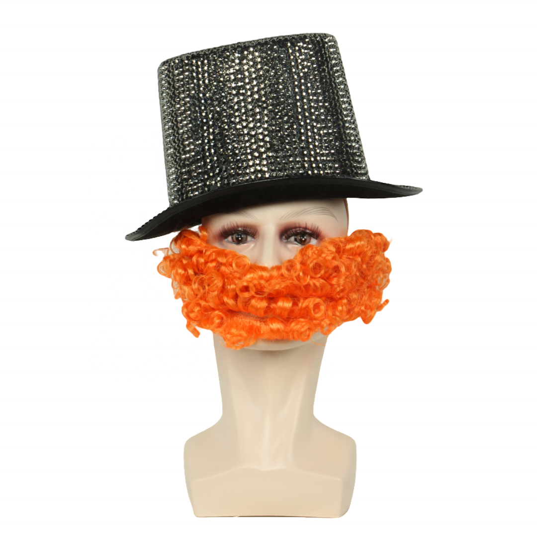 Luxury Halloween Party Cosplay Wizard Pirate Beard Orange Beards with Cream-Colored Lace Silk Base Wigs