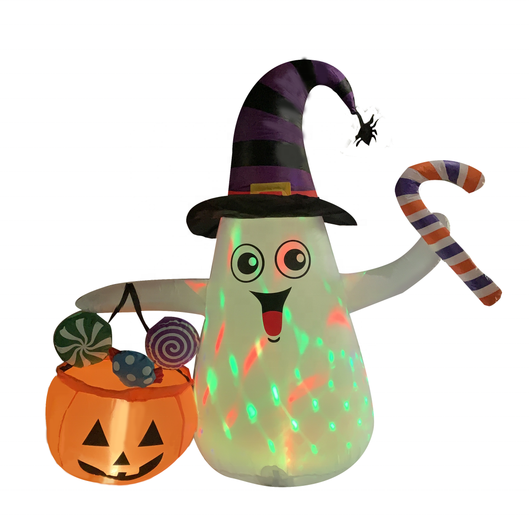 5FT 150CM Halloween Yard Decorations Candy Ghost Blow up with Built-In LED Lights for Halloween Festivities