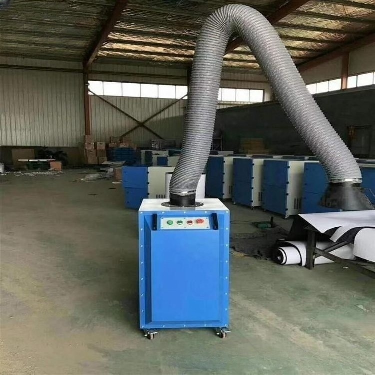 Welding flue gas scrubber and flue gas dust collector with exhaust arm for laser cutting machine