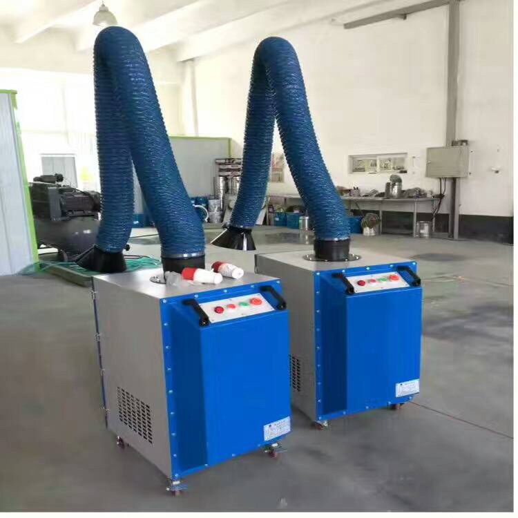 Welding flue gas scrubber and flue gas dust collector with exhaust arm for laser cutting machine