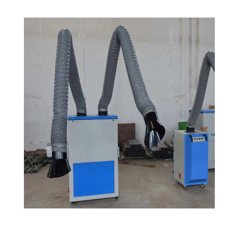 Welding flue gas scrubber and flue gas dust collector with exhaust arm for laser cutting machine