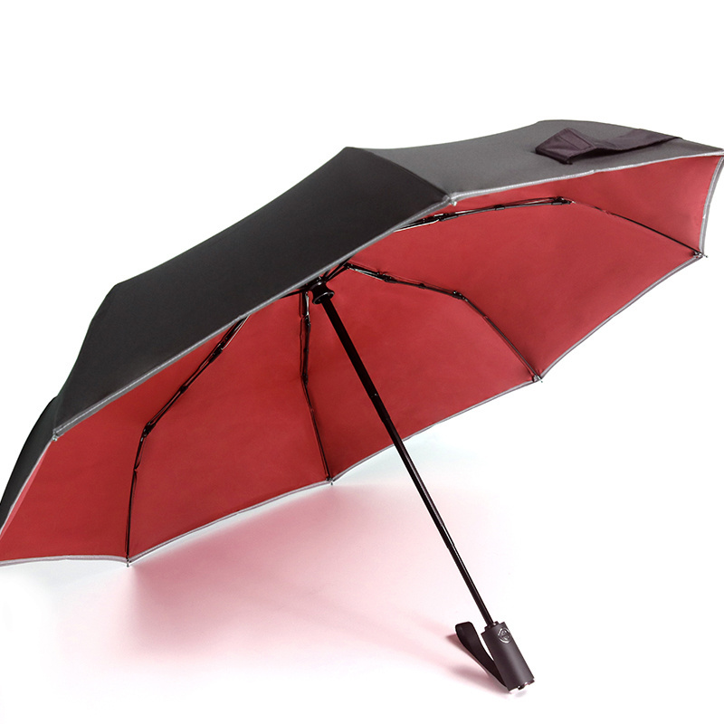 Double Layer Wind Resistant Travel Compact Folding Umbrellas Auto Open Close with Reflective Border collapsible travel umbrella