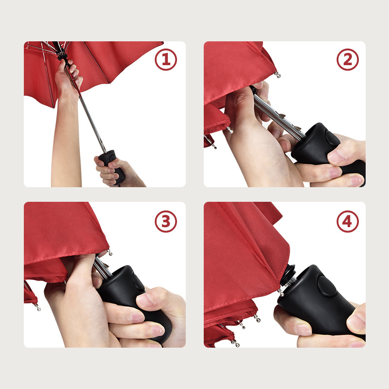 Double layer promotional windproof semi-automatic compact parapluie windproof paraguas sombrillas custom logo 2 fold umbrella