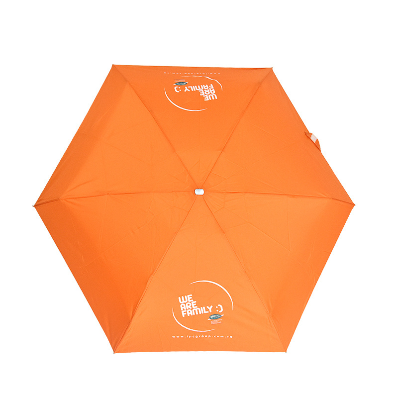 Custom logo printing orange color 5 fold ladies light weight pocket mini umbrella