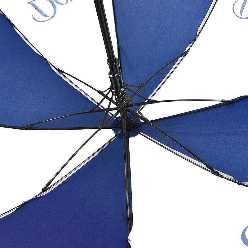 Custom logo blue and white two tone umbrella paraguas umbrella straight umbrella for rain with curved handle