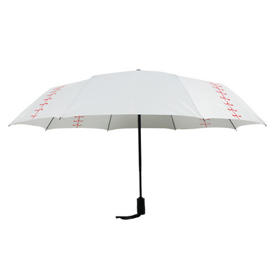 Hotsale baseball design windproof auto open and close 3 folding umbrella