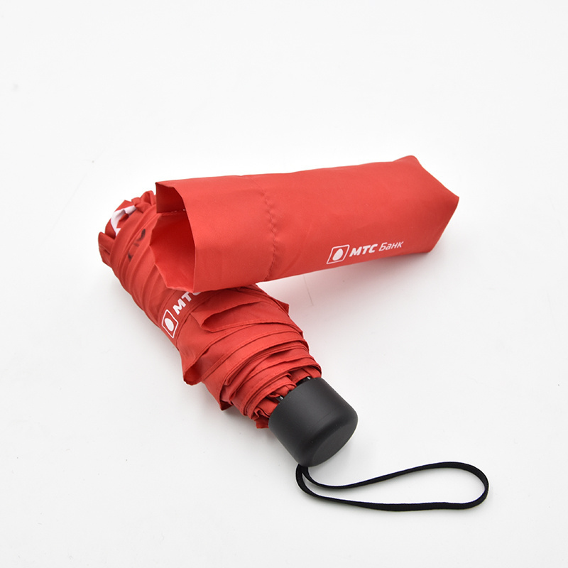 Custom 5 fold mini good quality light weight phone mini pocket small red umbrella with telescopic shaft