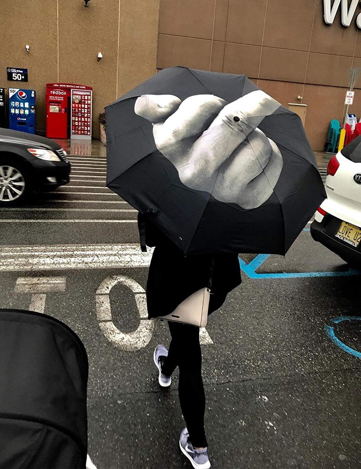 Custom middle finger umbrella portable automatic 3 folding sun protect umbrella for rain