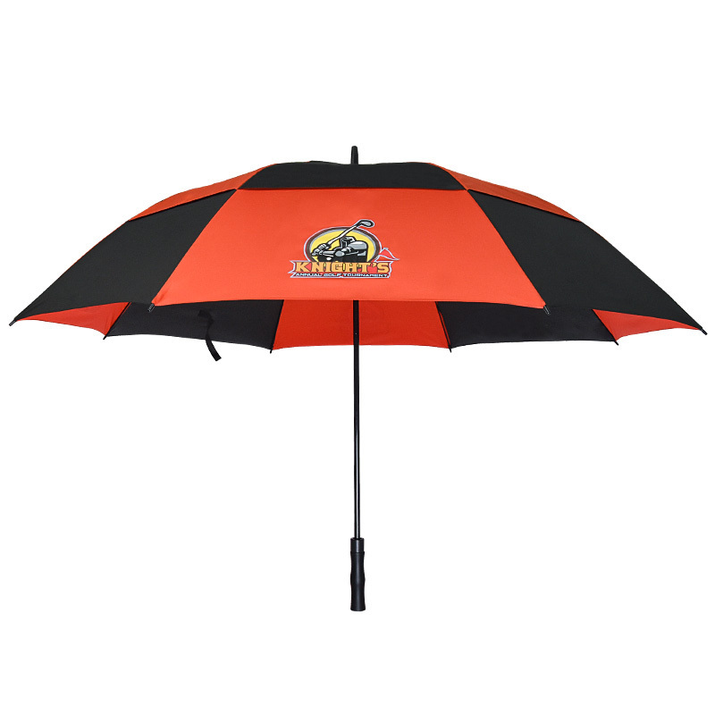 Windproof high quality large 68 inch promotional double layer golf umbrellas with logo prints