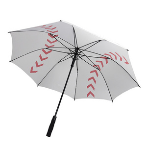 Stylish Baseball Design 30 Inches Straight Fiberglass Automatic White Golf Umbrella for sale