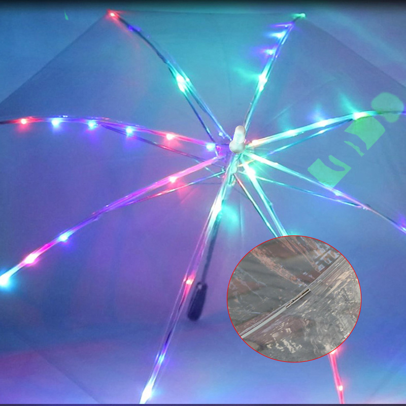 Printed flashlight led lighting bubble dome kids oversized transparent custom clear umbrella