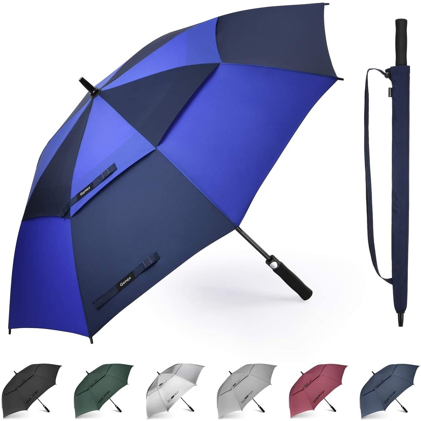 Travel Rain Windproof Water Resistant Double Canopy Oversize Vented Multiple Colors 54/62/68 Inch Large Golf Umbrella