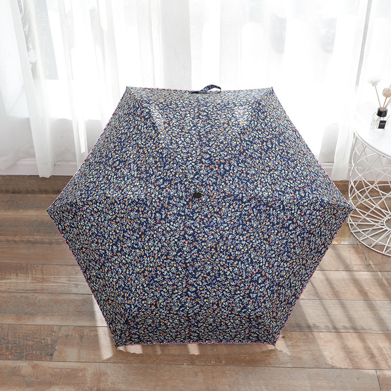 Chinese Manufacturer Japanese Ladies Quality Floral Series Anti-UV Smallest Tiny Manual Open Five Fold Umbrella