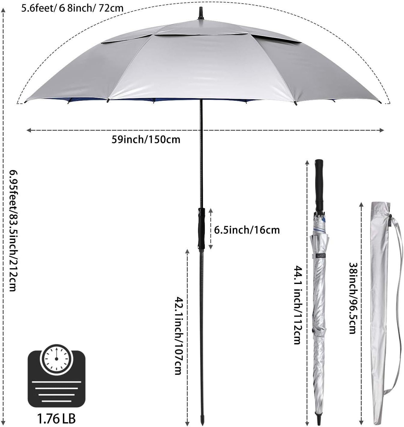 Promotional  uv protection hiking camping beach tent fishing air vented head 68 inch double canopy fishing umbrella hat