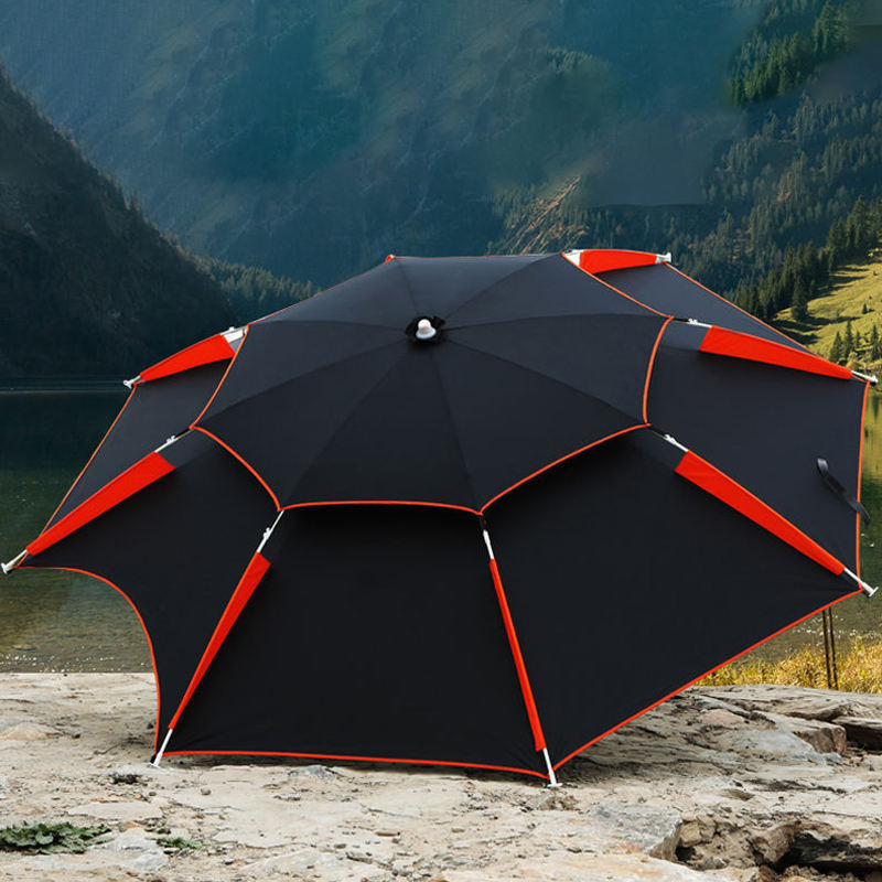 Promotional  uv protection hiking camping beach tent fishing air vented head 68 inch double canopy fishing umbrella hat