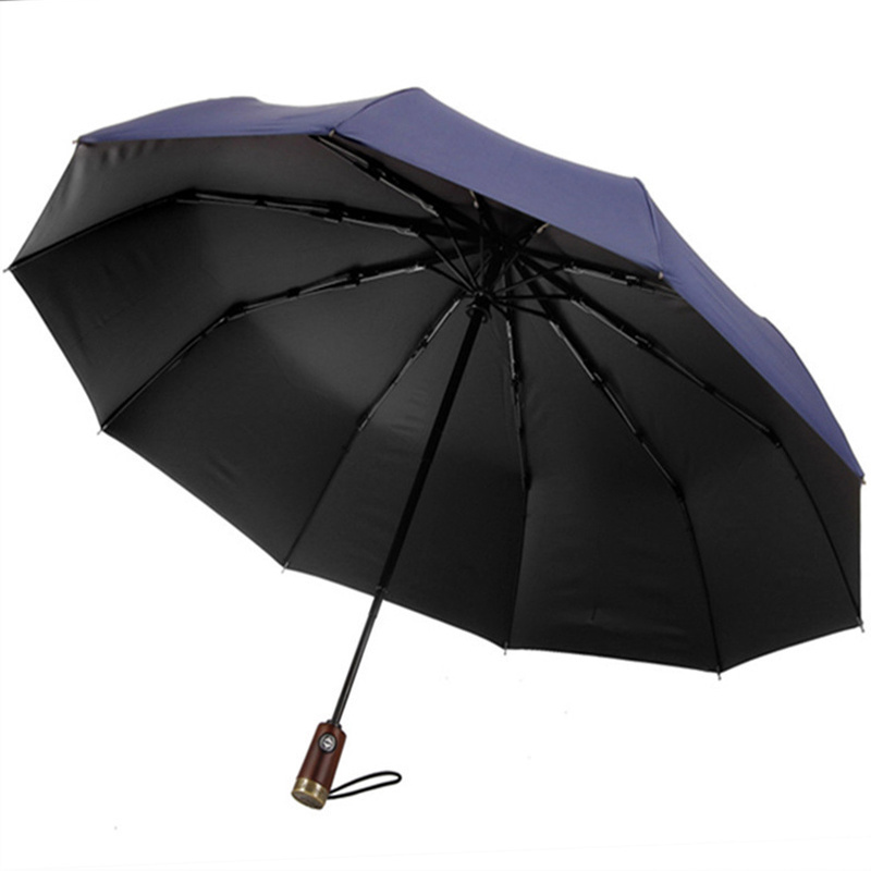 wood handle folding umbrella customized brand umbrella men style with UV coated