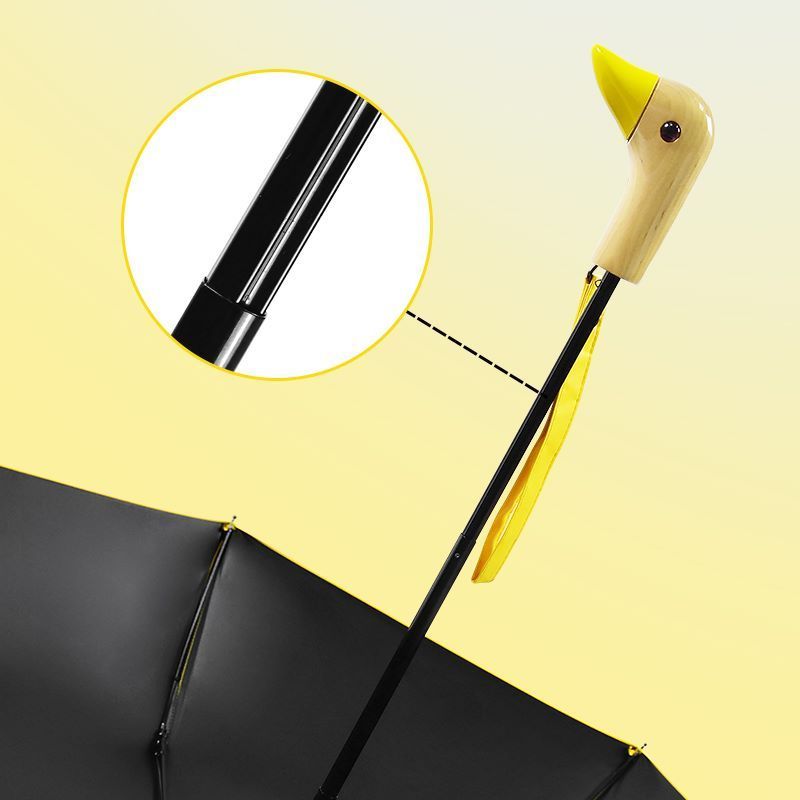 Duck shape handle rain umbrella black coating inside 21 inch three folds duck head umbrella with UV protection