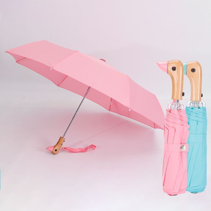 21 Inch 3 Folding Automatic Duck Head Umbrella Automatic Open Compact Customer Duck Head Umbrella