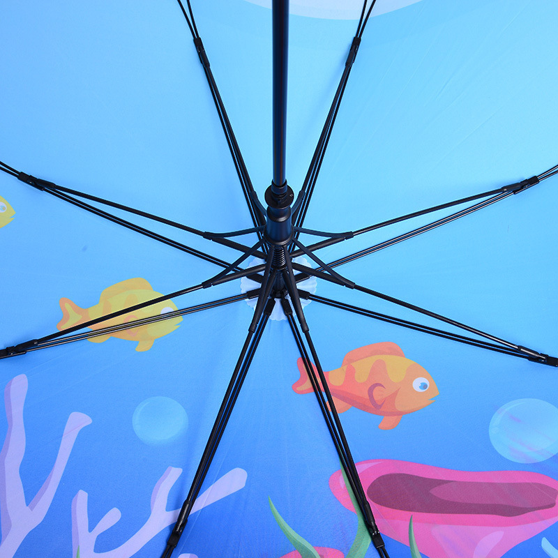 23 inch fiberglass full printing umbrella J shape handle Automatic opening one piece umbrella