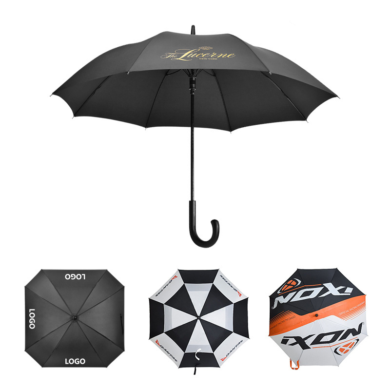 High quality gift strong black rain windproof men long stick custom umbrella with logo printing umbrellas for the rain