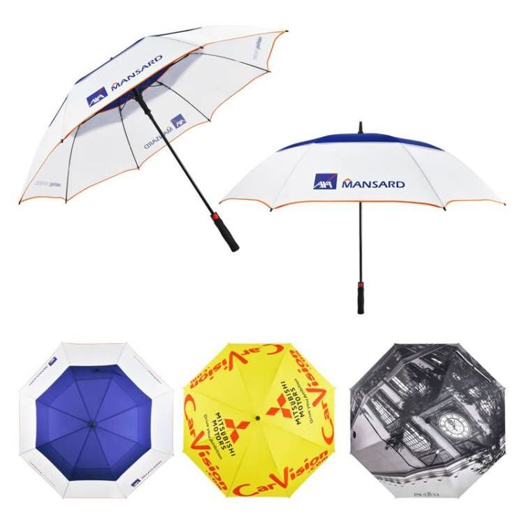 High quality wholesale big large brand logo designer  windproof rain custom promotional golf umbrella with logo