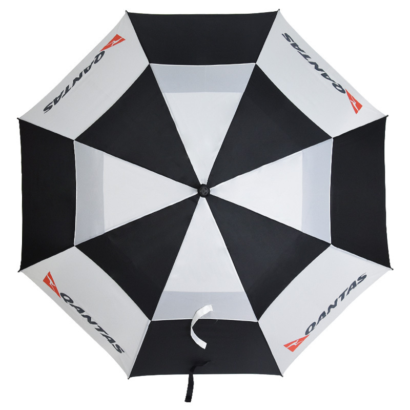 Custom 60 inch best long double canopy sturdy storm printed branded mens windproof large canopy extra strong golf umbrella