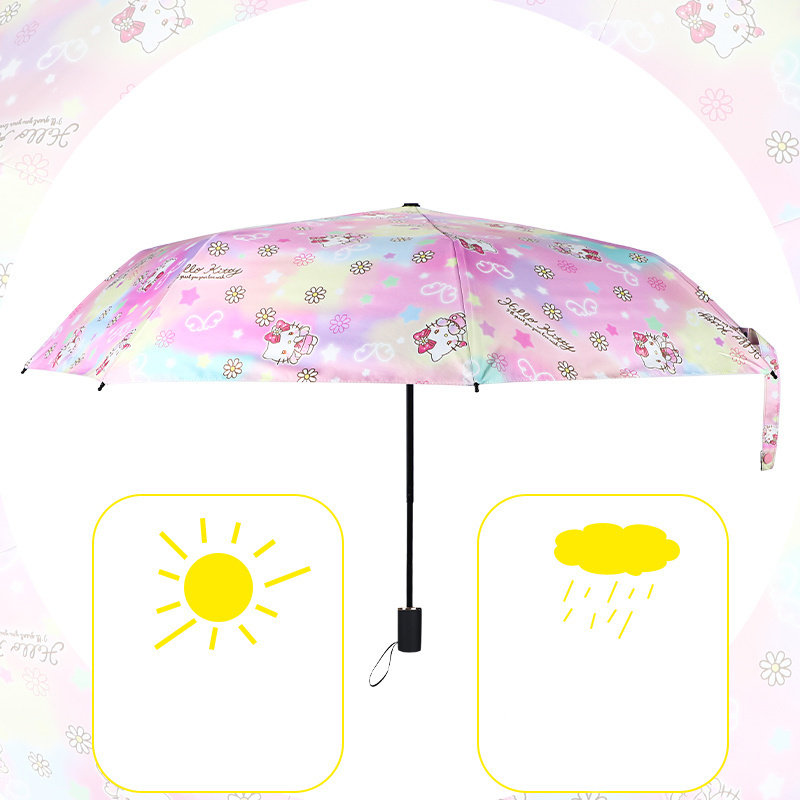 Light Weight Wholesale Creative Sunscreen UV Block 19 Inch 8 Ribs Kitty Cat Cartoon Manual Open Three Folds Umbrella