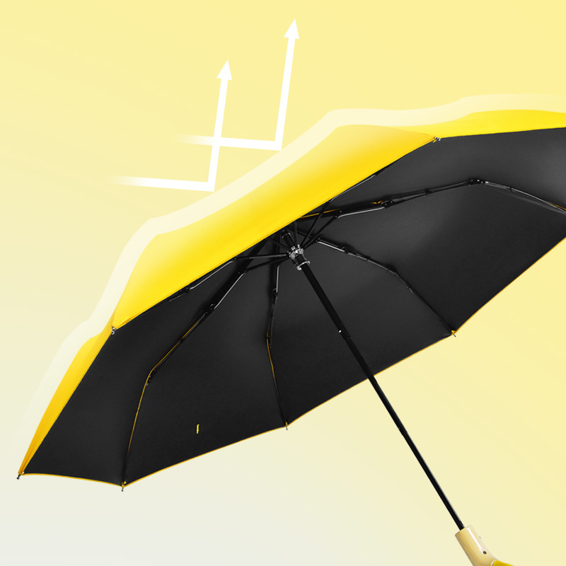 Cute Duck Head Handle Design 3 Fold Custom Sun Umbrella Compact Light Weight Windproof Fold Umbrella