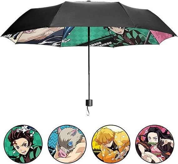 Windproof promotional  custom logo print 3 fold portable bankai mitsuri anime akatsuki folding umbrella