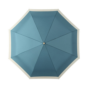 Luxurious Two-Color Stitching European Minimalist Style 21 Inch 8 Ribs Automatic Open 3 Folding  Umbrella