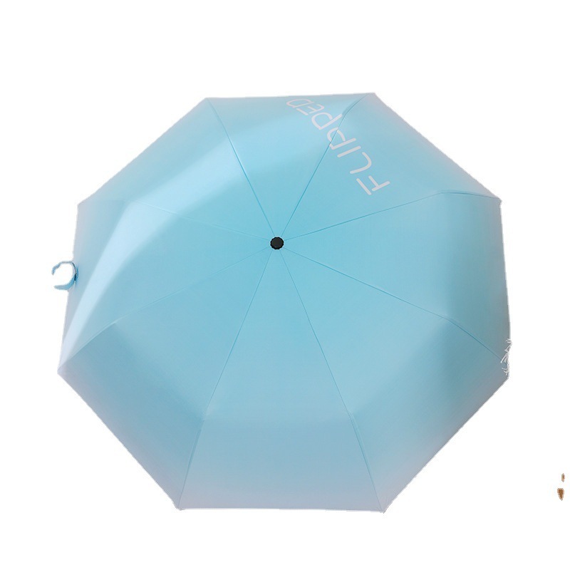 popular three folding light blue gradient color umbrella with uv coated