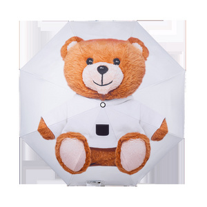 Fully automatic open customer logo printing toy bear UV protection umbrella