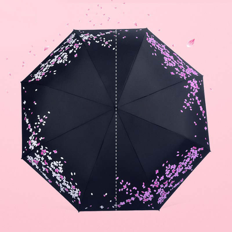 Super Light Sun Rain Cherry Blossom Umbrella-Color Changing Meeting Water Automatic Stretch Business Gifts