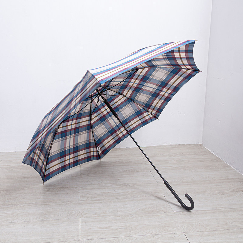 J handle classic custom full digital printing plaid pattern printing umbrella