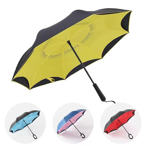 Sombrillas Windproof  Straight Automatic Open Double Inverted Umbrella Reverse Umbrella Windproof For The Rain