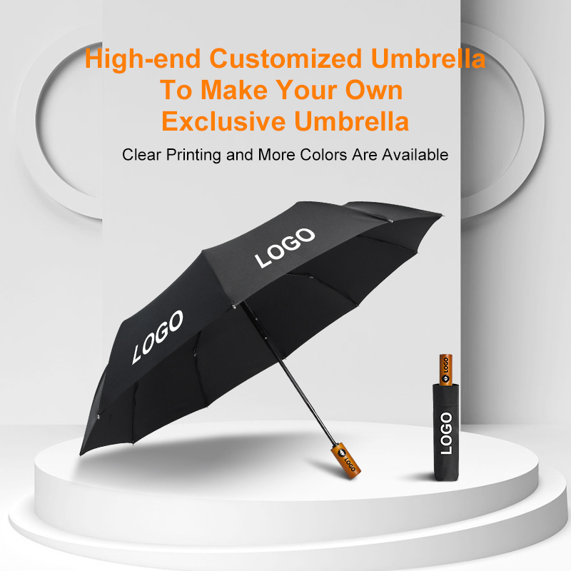 OEM high quality windproof portable luxury paraguas umbrella automatic folding custom logo prints