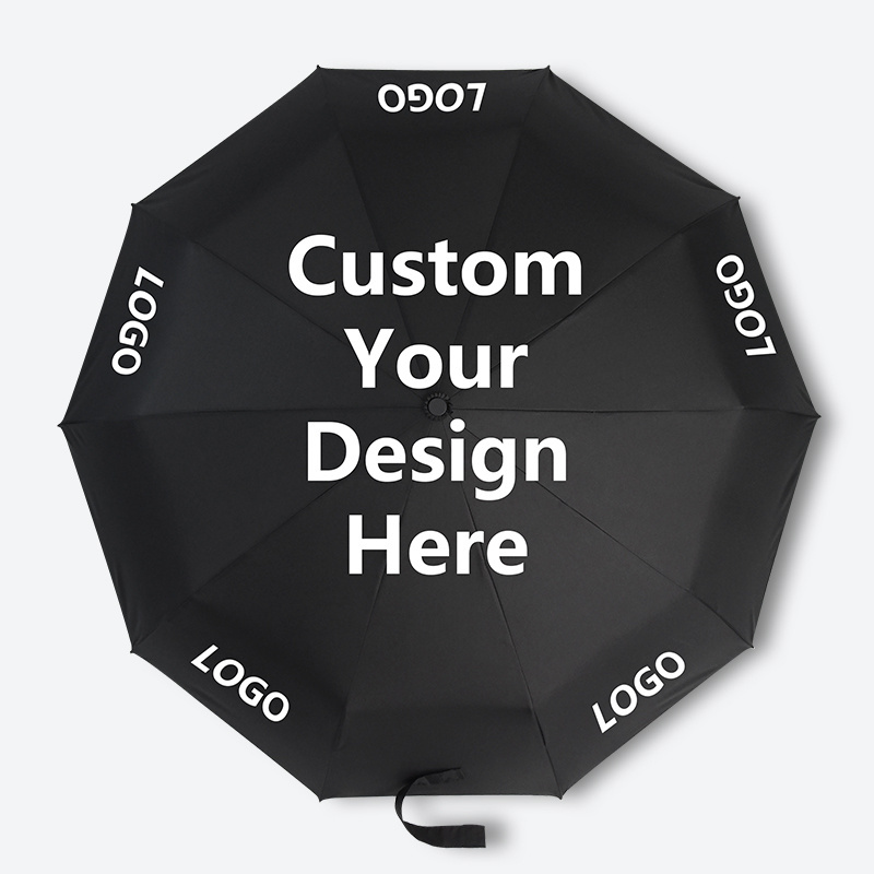 OEM high quality windproof portable luxury paraguas umbrella automatic folding custom logo prints