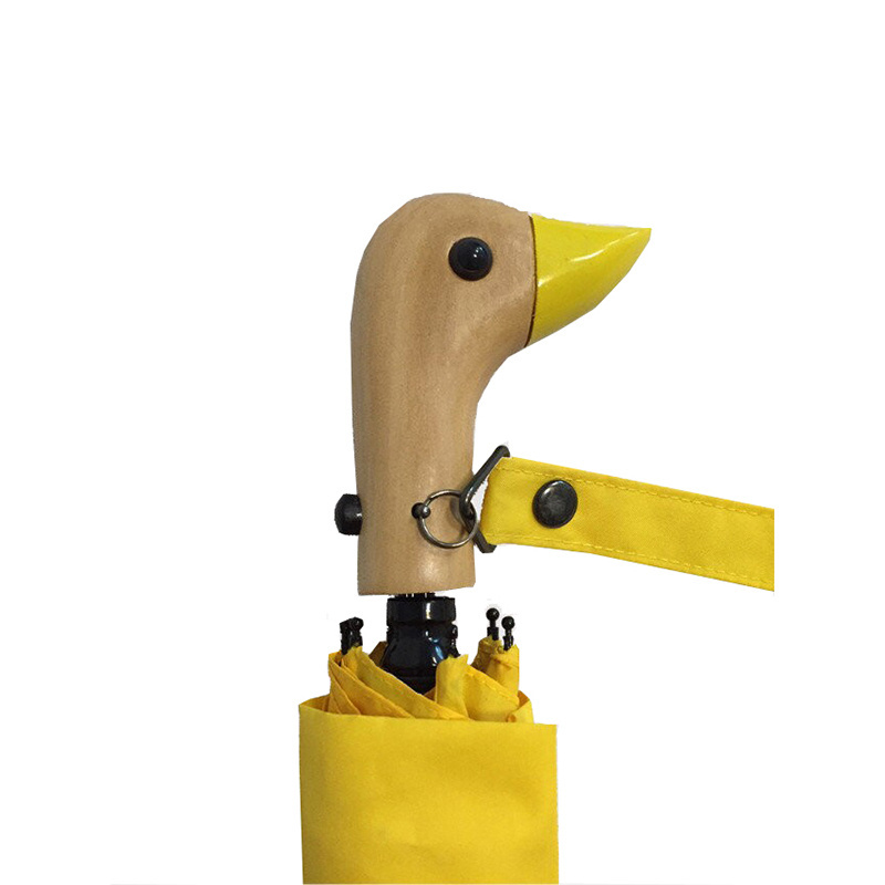 Unique products to sell fashion folding wooden duck handle umbrella